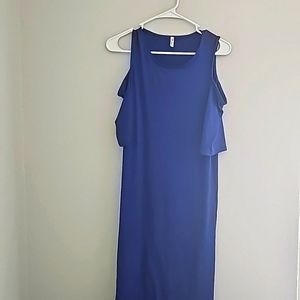 Mother bee royal blue cold shoulder body con dress